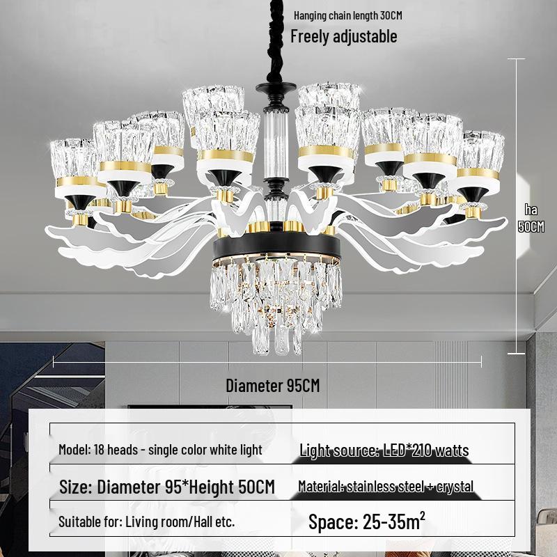 Chinese Style Luminous Crystal Chandelier: Modern Luxury Lighting for Living Rooms and Halls