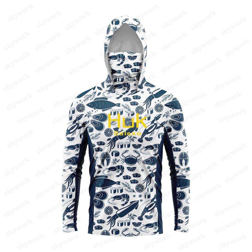 Spring and Summer Fishing Clothing Sunscreen Clothing Hooded with Mask Luya Fly Fishing Fishing Sea Fishing Outdoor Camping Milk Shredded