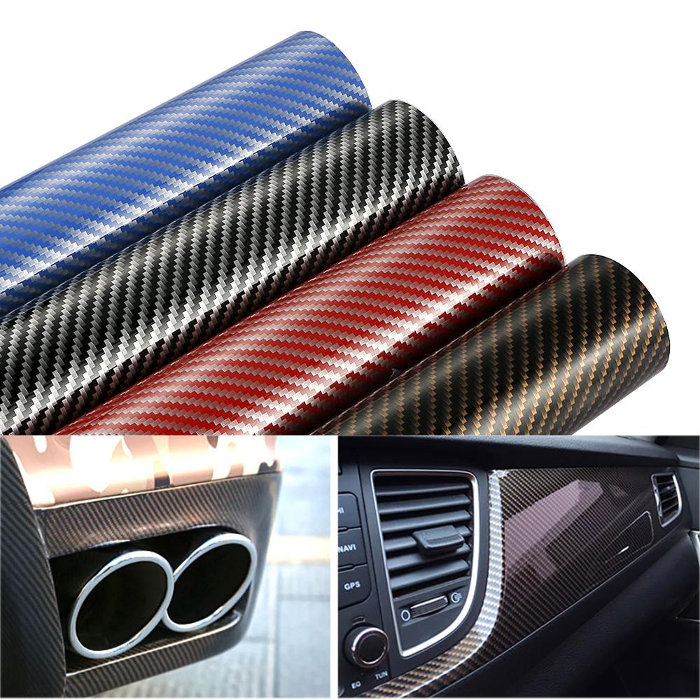 2D High Glossy Carbon Fiber Vinyl Wrap Film 10/30*100cm Automobiles Car Motorcycle DIY Decorative Sticker Wrapping Covering Film