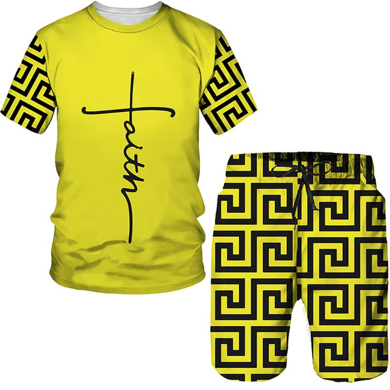 Summer  Fashion Men's T-shirts/Shorts/Two Piece Sets Couple Outfits Casual Streetwear Clothes Hip Hop Men's Tracksuit