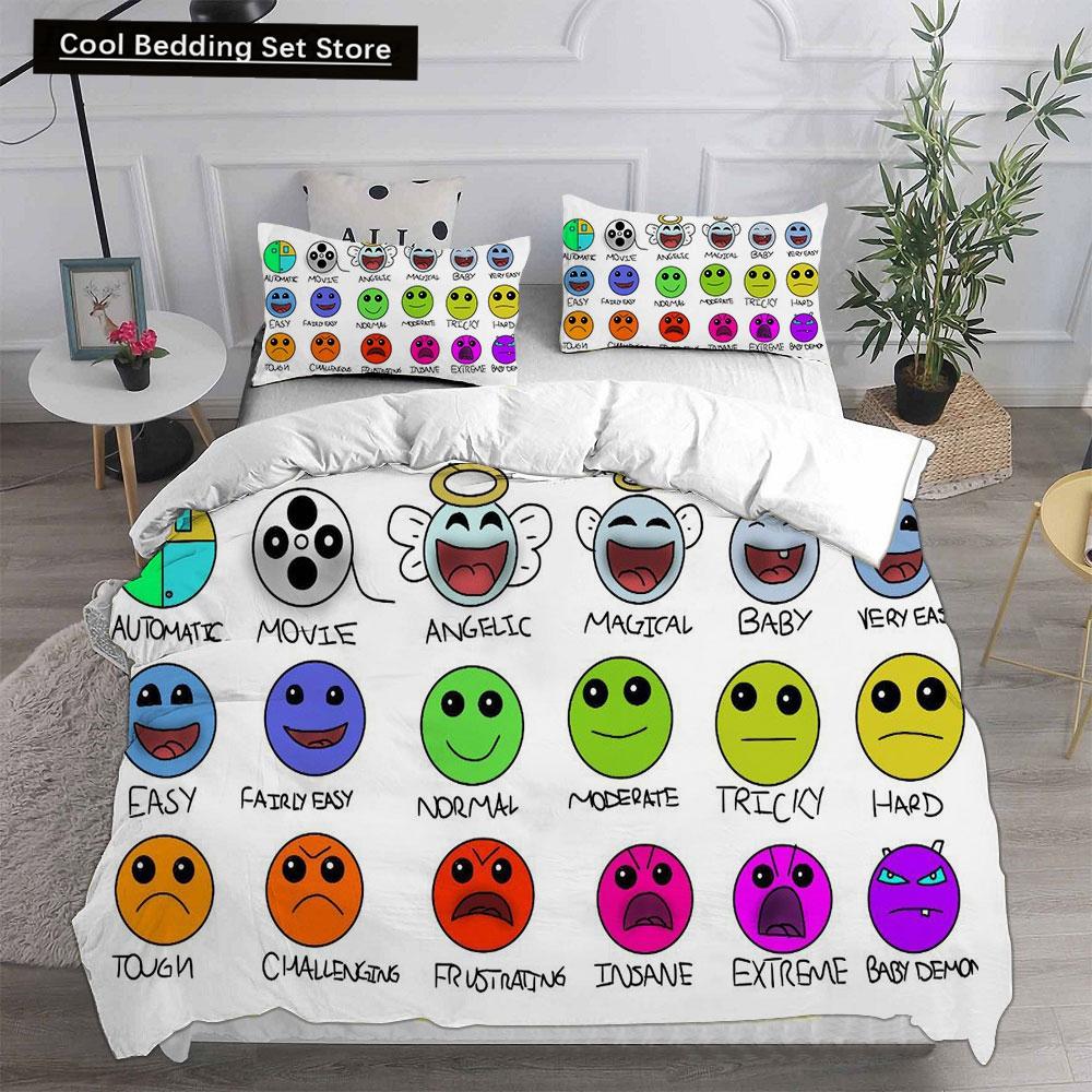 3D Geometry Dash Bedding Sets Comforter Quilt Bed Cover Duvet Cover Pillow Case 2-3 Pieces Sets Bedroom Decoration Home Textiles