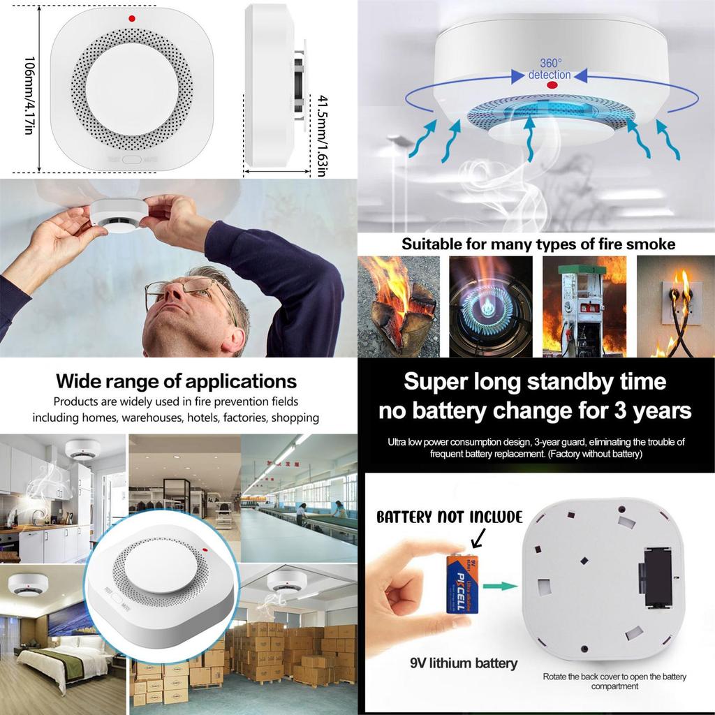 Alarmă detector de fum fără fir pentru uz casnic și comercial