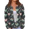 Kvinners Valentine's Day Print Langermet strikket Cardigan Button Jacket