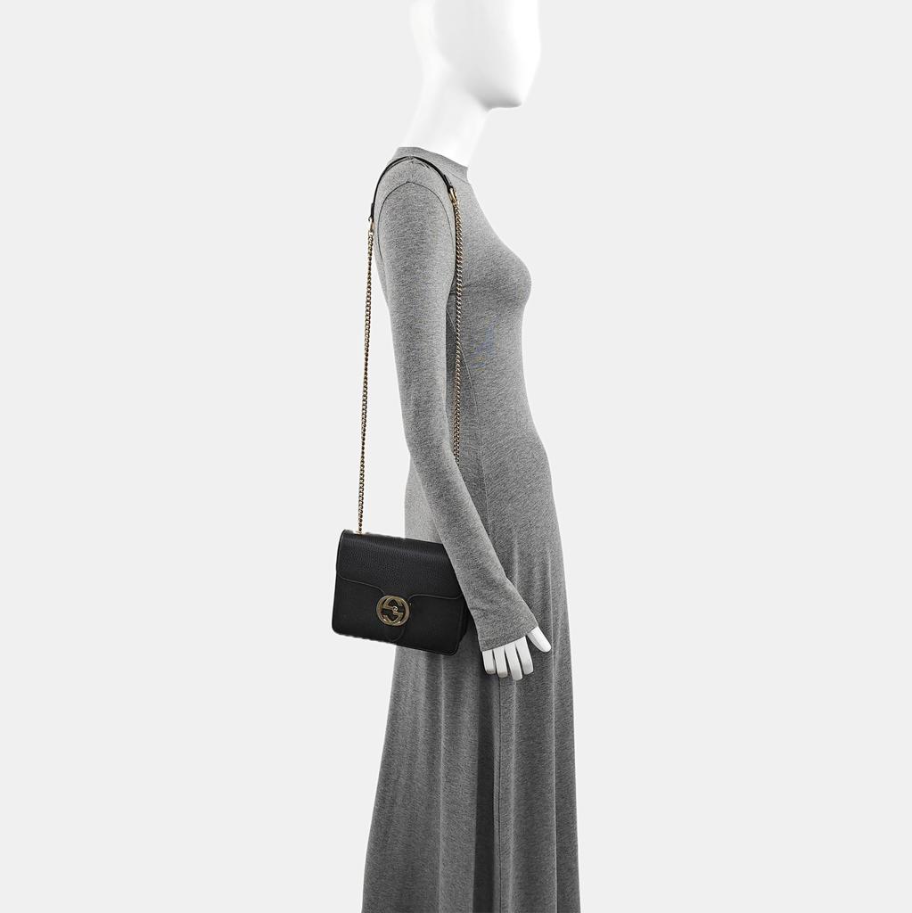 [Gebraucht] Double G Kette Schultergurt Genarbtes Leder Umhängetasche Akkordeon Crossbody Tasche - Sehr Gut #1Q23M6S