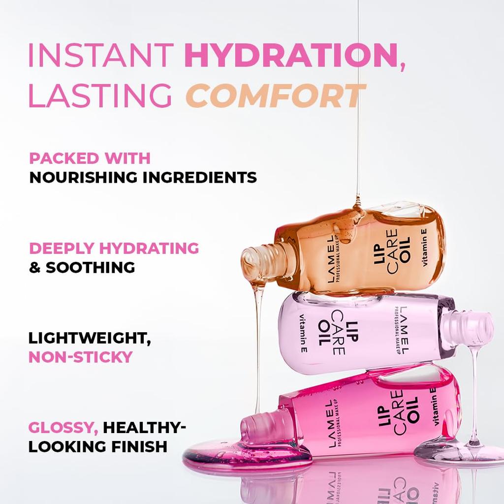 Lamel Comfort Care Oil -Strawberry| Hydrating, Non‑Sticky Lip Oil for Dry & Chapped Lips | Lightweight | Enriched with Vitamin E | 6ml