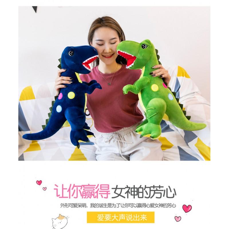 Plush Tyrannosaurus Rex Toy Kids Ages 7-14 Soft Short-Pile Stuffed Dinosaur Pillow Green Or Blue 45120cm