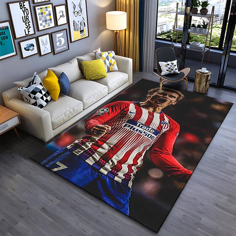 Sports Area Rug, Antoine Griezmann Atletico Plus500 Champions League Roar Poster, Fan Cave Decor, Non-Slip Mat