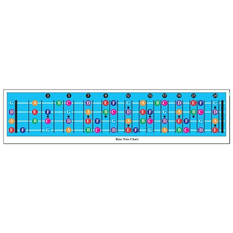 Bass Guitar Fretboard Note Chart, Learns Play Guitar Bass Music Theory, Bass Fretboard Note Chart Illustrated Poster 1