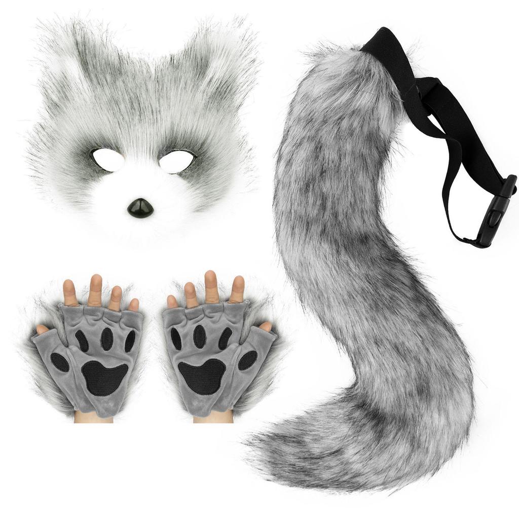 Halloween Costume Plush Fox Tail Cat Ears Orc Mask Gloves Cosplay Cosplay Cosplay Suit