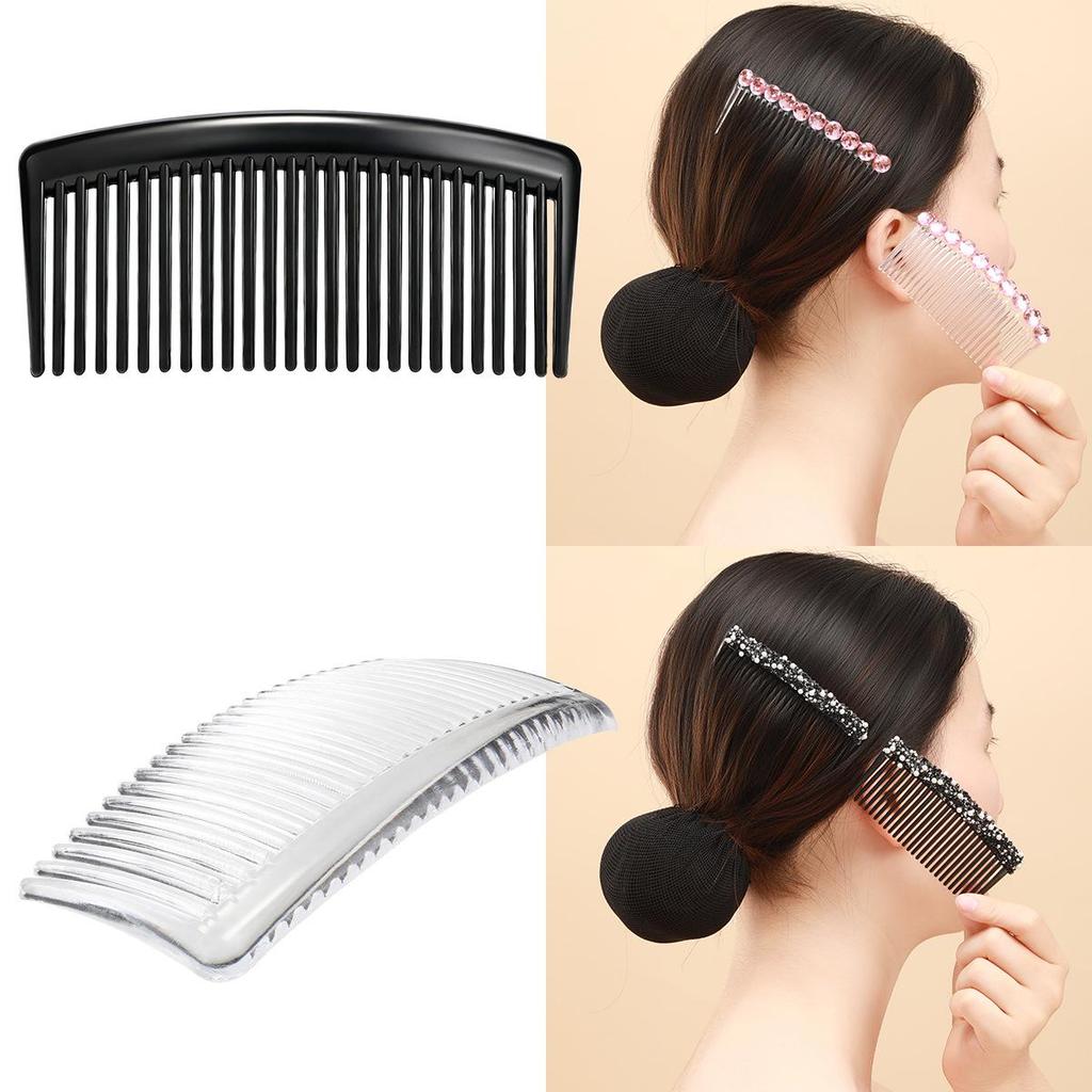 26-Tooth Transparent White Comb with Non-Slip Insert for Hair Styling