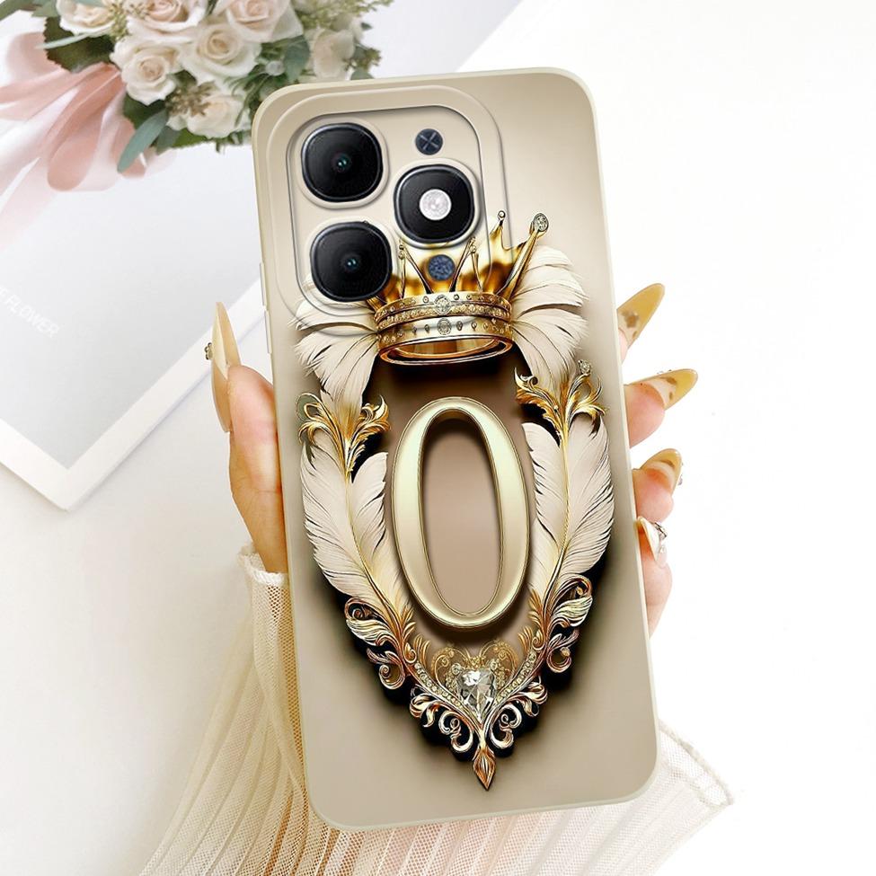 For ITEL A6610L Cover For ITEL A90 4G Case Silicone Luxury Crown A-Z Letters 2D Flat Pattern Soft Phone Case For ITEL A 90 4G