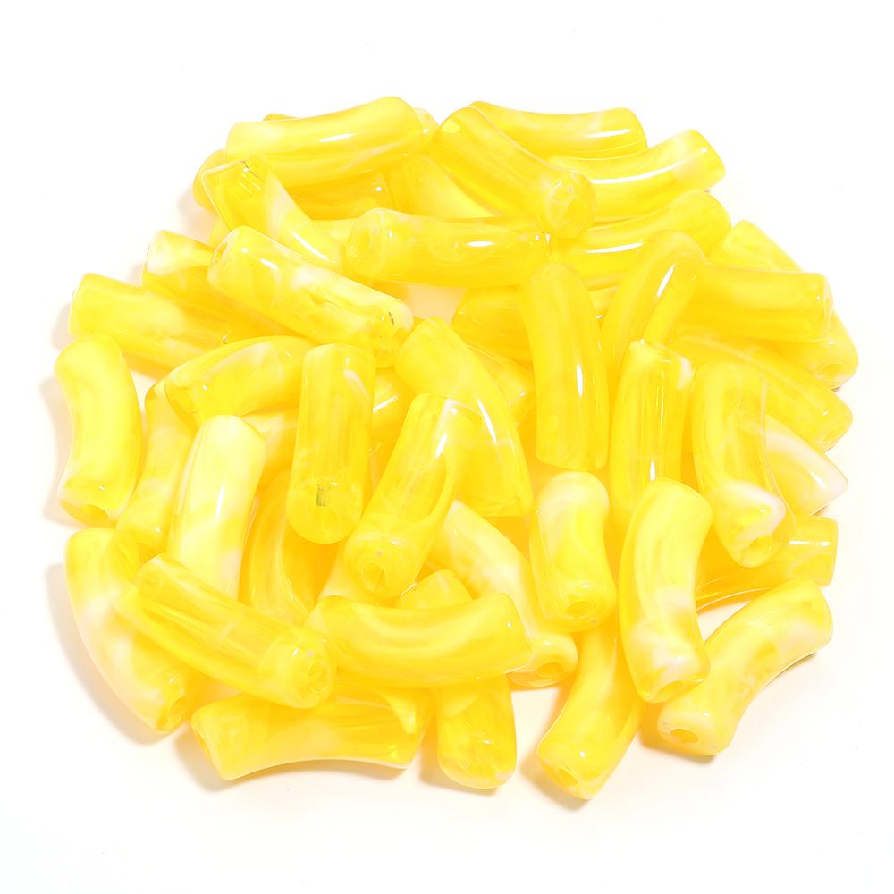 20pcs 35x11mm Acrylic Curved Tube Beads Dual Color Loose Beads For Jewelry Making DIY Handmade Necklace Bracelets Accessories