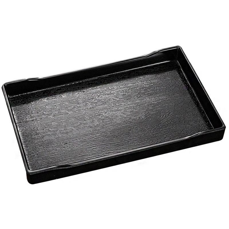 Plateau rectangulaire en plastique noir nordique pour chambre d'hôtel, tasses à thé et à eau, articles de toilette et vaisselle de restauration