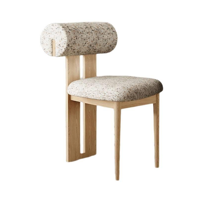 Nordic Solid Wood Dining Chair with Upholstered Soft Backrest - Cotton & Linen Fabric, Designer Style for Home or Cafe Use