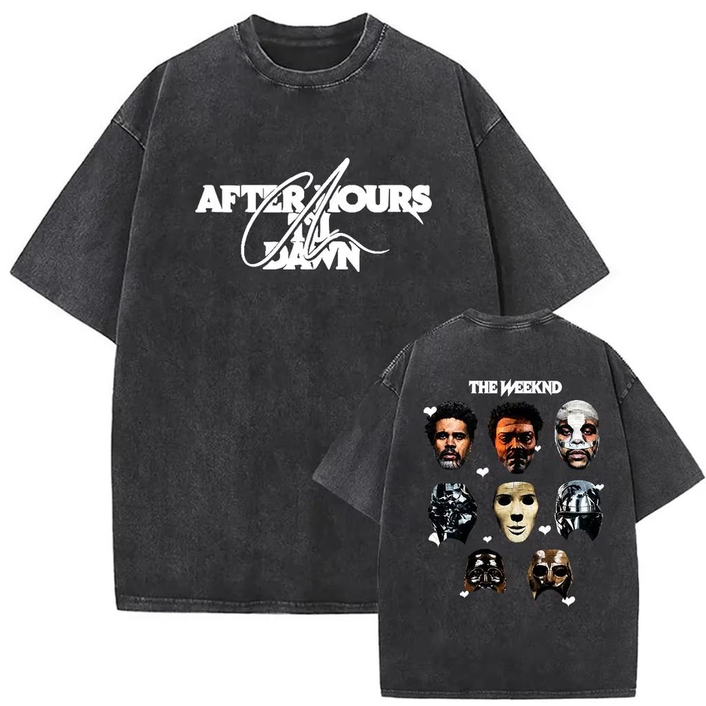 2026 Summer Hot Sale Vintage Washed The Weeknd After Hours Til Dawn Tour 2026 T Shirts Men's Women's Hip Hop Streetwear T-shirt