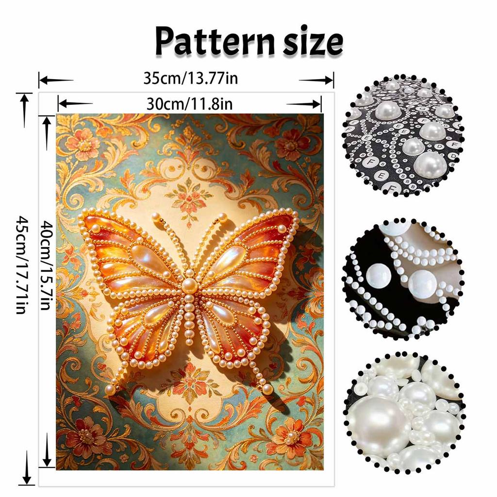 Pearl DIY Art Painting Iridescent Butterfly Handcrafted Picture Indoor Wall Ornament Relaxing Leisure Hobby Exquisite Home Decor Gift