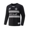 LiNing Basketball Series Color Block Letter Round Neck Comfortable Breathable Versatile Long Sleeve T-Shirt Men Tops Black AHSVA49-4
