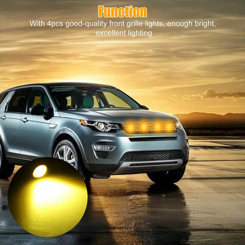4 Pcs Led Front Grille Marker Lights 300lm 3w Amber Color Lamp Compatible For Chevrolet Colorado