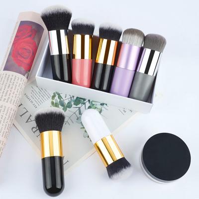 Single Small Fat Pier Foundation Makeup Brush, Round Head Loose Powder Brush BB Cream Brush Blush Brush Makeup Tool Brush
