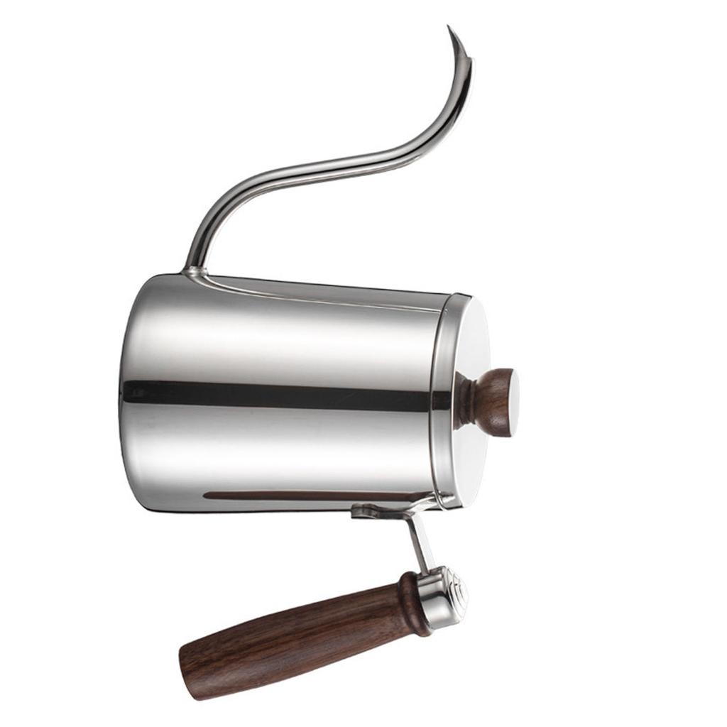 Ruční konvička na filtrovanou kávu Drip Coffee Kettle Dřevěná rukojeť Husí krk Nerezová ocel 304 Konvička Pour Over