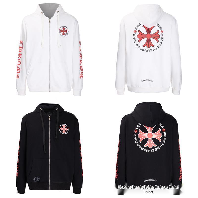 Chrome Heart Pure Cotton Terry Zip-Up Hoodie with Hood