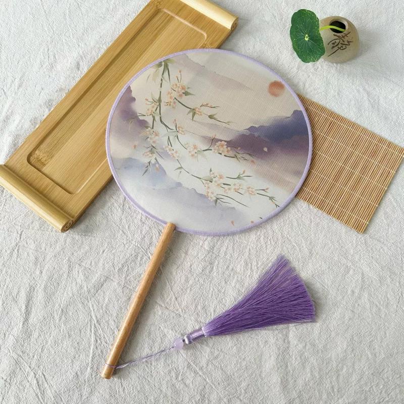 New Style Ancient-Style Semi-Transparent Round Fan for Dance, Hanfu Traditional Round Fan, Retro Classical Dance Chinese-Style Fan