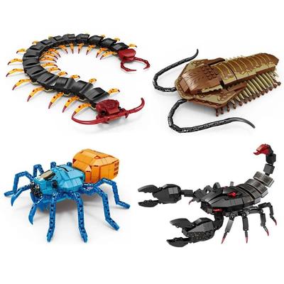 MOC Tiere Figuren Insekten Tausendfüßler Skorpion Spinne Trilobiten Modell Bausteine Kits Kognitiven Pädagogisches Spielzeug für Kinder