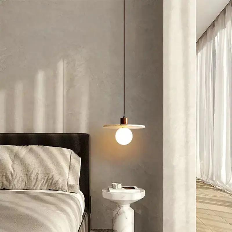 LED Retro Yellow Hole Stone Bedside Small Pendant Lamp Bedroom Dining Room Lighting Hanging Lamp Pendant Light