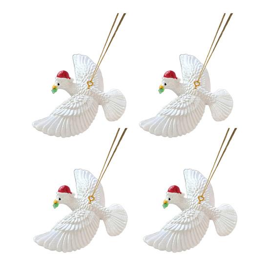 Peaceful White Flying Pigeon Ornament Resin Lifelike Hanging Bird Decoration for Christmas Tree Holiday Home Decor