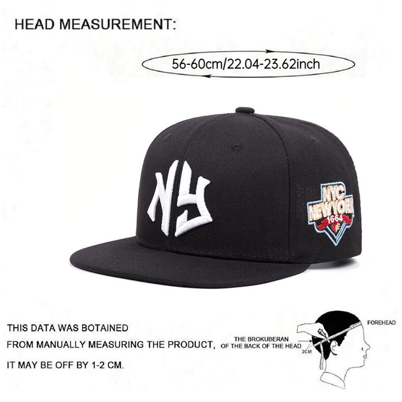 New Flat Edge Hat Letter Ny1664 Embroidered Outdoor Leisure Commuter Sunshade Hat Street Pop Hiphop Hat Unisex Baseball Hat