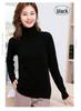2025 Autumn/Winter Women's Pure Wool High Neck Cashmere Pullover - Solid Color, Loose Fit, Short Knit Sweater