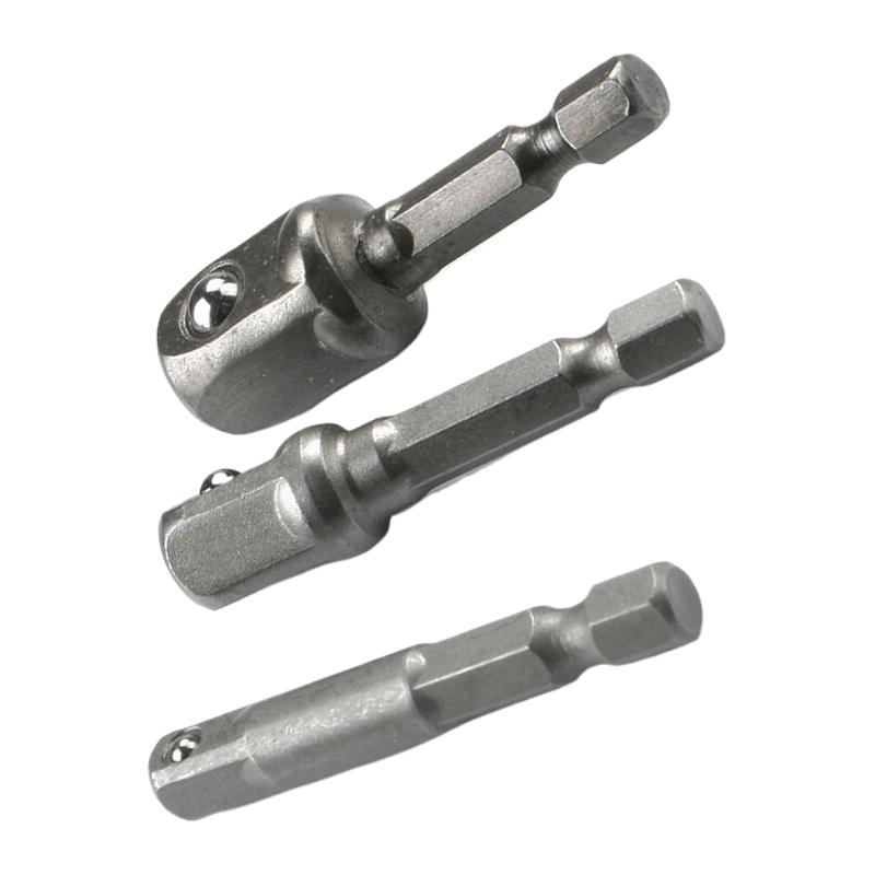 3 Pcs Drill Socket Adapter Impact Drill Extension Drill Bits Bar Socket Adapter 1/4 3/8 1/2 Size Hex Shank Square Head Drill Bit