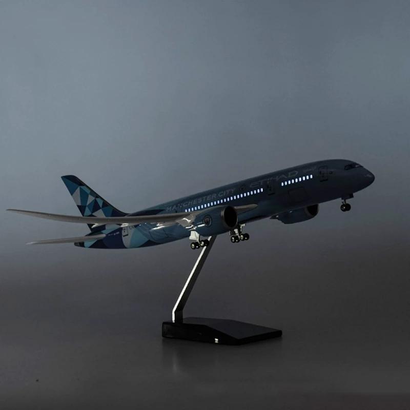 Replica 1:157 Scale B787 787 Etihad Blue Airlines Airplane 47CM Resin Plastic Assembly Plane Model For Collection Interior