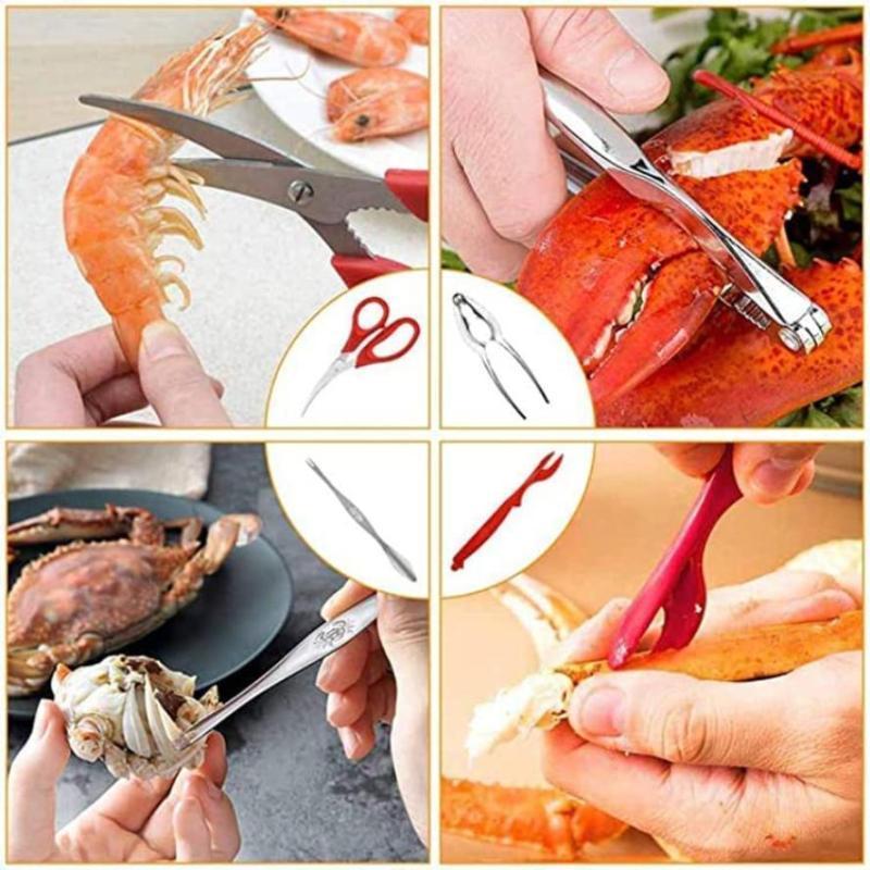 19Pcs New Seafood Tools Set High Quality Crab Lobster Nut Fork Seafood Needle Seafood Scissors Camping Gear Camping Equipment