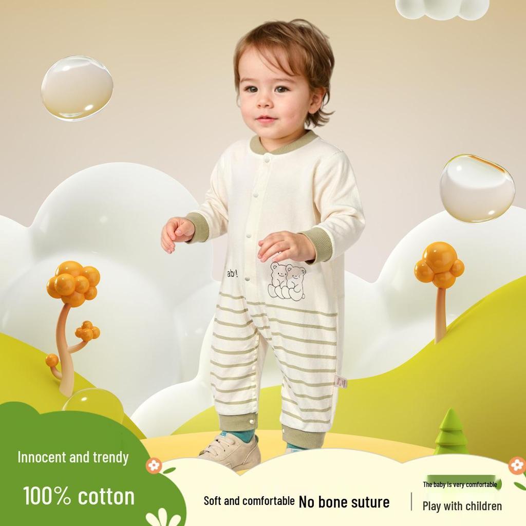 Tongtai Newborn Pure Cotton Baby Bodysuit - Spring/Autumn Jumpsuit Romper
