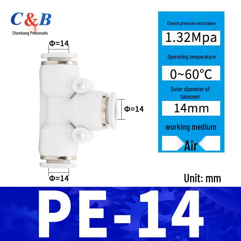 Pneumatic Nylon Air Hose Quick Connect Fittings: PU Straight, PY 5-Way, Cross 4-Way, PZA 3-Way, PE Connector with White/Blue Cap