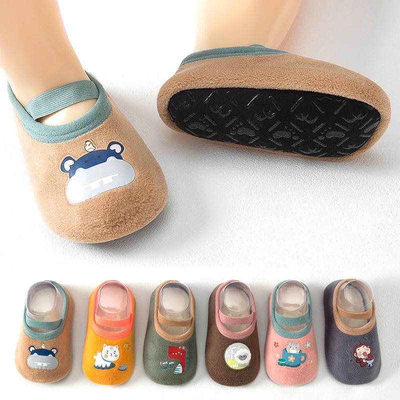 Baby Anti-slip Socks Newborn Warm Crib Floor Shoes with Rubber Sole for Children Boy Toddler Foot Girl Infant Cute Kids Slippers