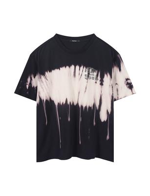 BUCKAROO Męska Koszulka z Tie-Dye i Nadrukiem, Luźny Krój, Czarna