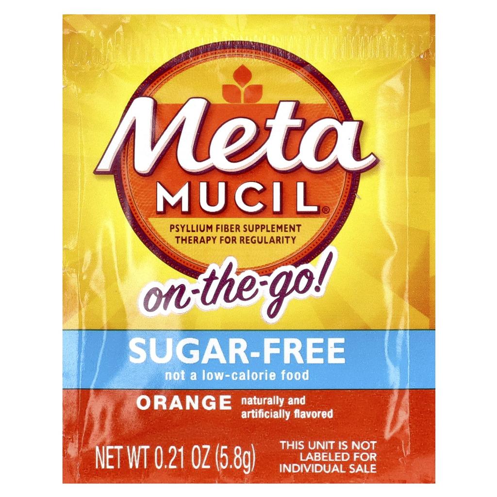 Metamucil, Portable, 4-in-1 Dietary Fiber, No Sugar, Orange, 30 Powder Packs, 0.21 oz (5.8 g) Each
