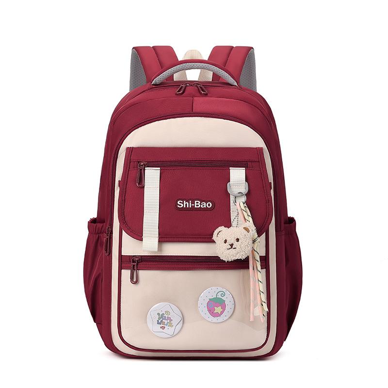 Sac à dos scolaire grande capacité pour filles Élèves du primaire et du secondaire Protection de la colonne vertébrale Imperméable Nylon Sacs d'école Sacs à dos