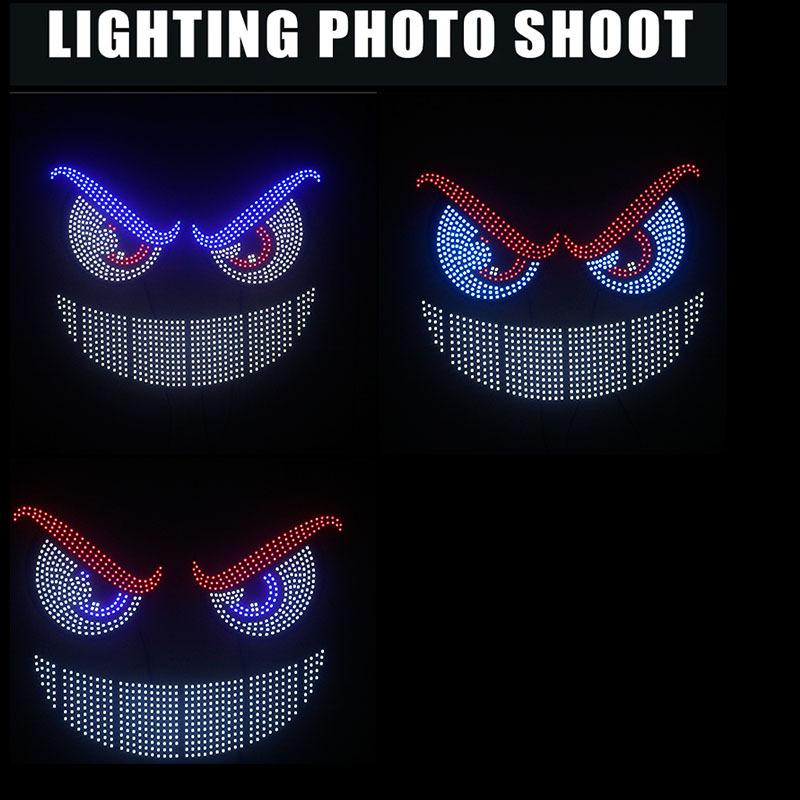 New model USB car dynamic devil's eye lamp car sticker LED display truck small car front and rear windshield lamp