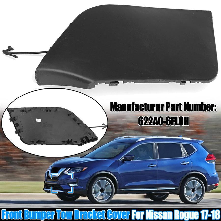 Car Front Bumper Tow Bracket Cover Cap Black Plastic For Nissan Rogue 2017-2019