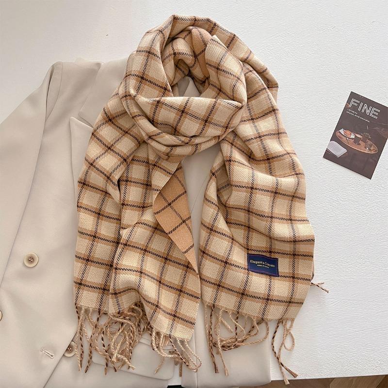 Autumn and winter new versatile scarf women's thickened woven thick beard fringed warm scarf imitation cashmere shawl