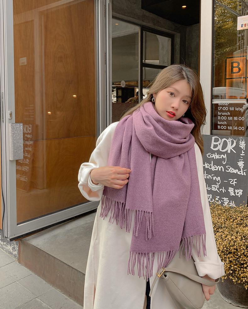 Scarf Women's Autumn and Winter Warm Thickened Solid Color Cashmere Scarf New Shawl Korean Version Scarf