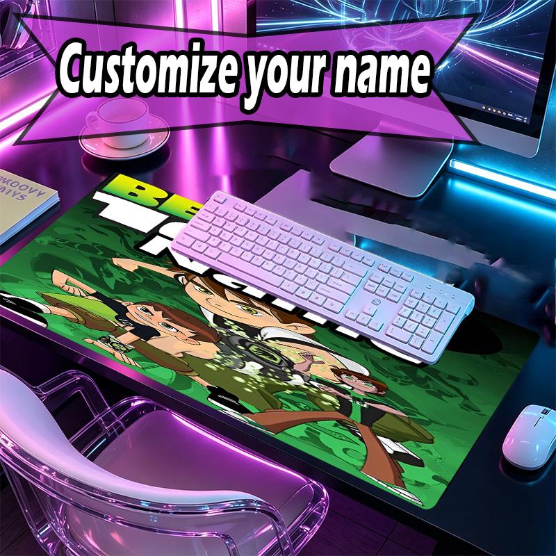 Custom Name Personalized Ben 10 Cartoon Pattern Mousepad, Laptop PC Desk Mat, Decorative Desk Mat for Home Keyboard Pad Gift