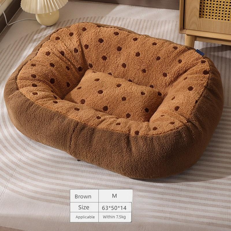 

Warm Cat Beds Cat Litter Cute Plush Nest Winter Warm Kennel Polka Dot Cat House Soft and Comfortable Pet Litter Supplies Cage