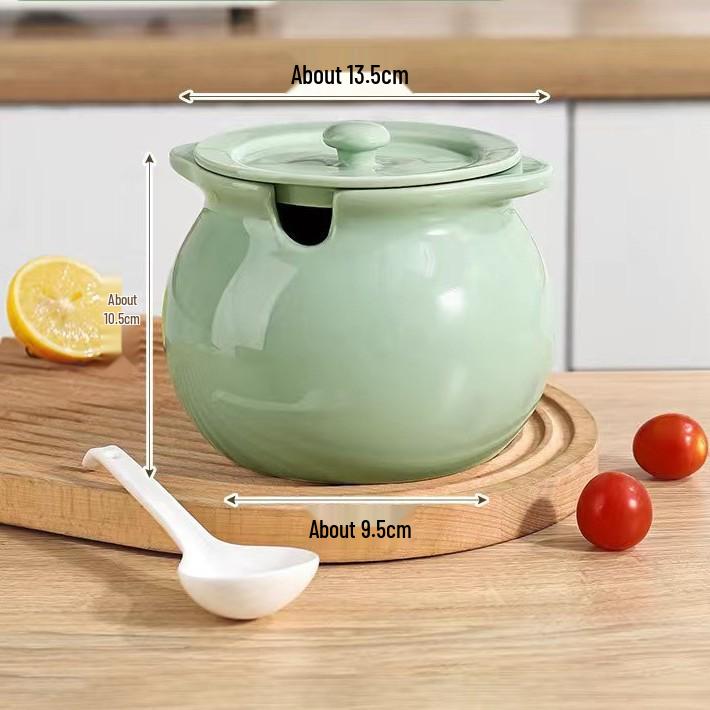 

High-Temperature Resistant Ceramic Lard Jar with Lid & Filter Screen, Food-Grade Oil and Chili Oil Storage Pot