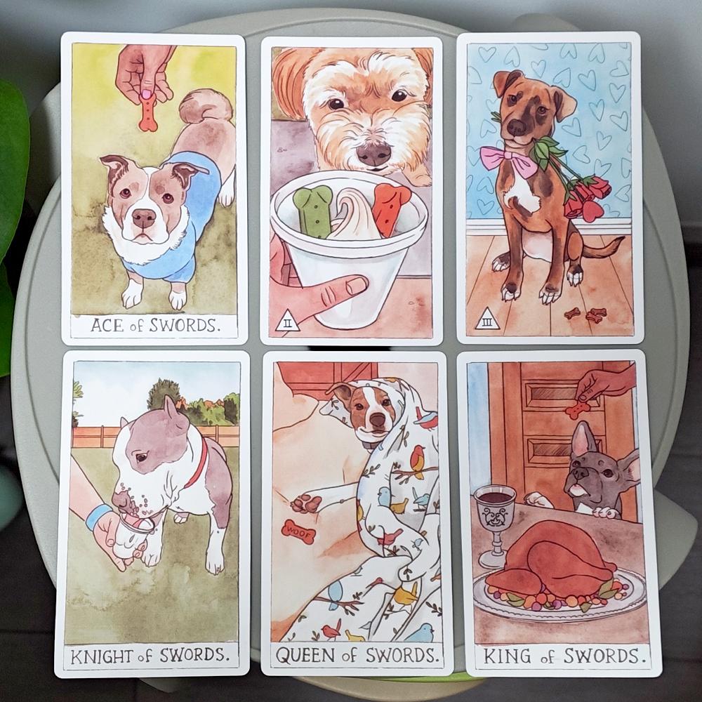 12*7cm Dog Tarot Deck In Rigid Box, 78 Pcs Cards Inspired By Wise Companion Printed On 350GSM Double-embossed Cardstock