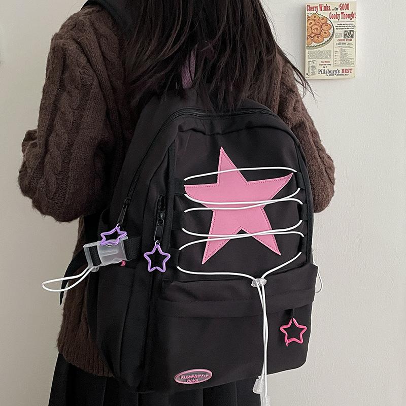 Schoolbag Japanese drawstring schoolbag female junior high school student cute star leisure class backpack large capacity campus student backpack
