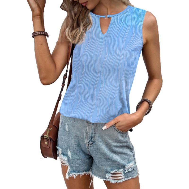 Summer Pleat Women Tank Top Sleeveless Casual Basic Top Vest 2024 Female Elegant Sexy Loose Tee Shirts Ladies New Cut Out Blouse 275